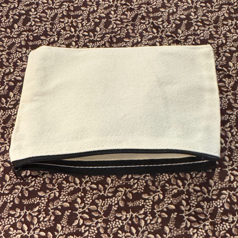 New Blank Canvas Zipper Pouch - Cream/Black Makeup or Travel Bag
